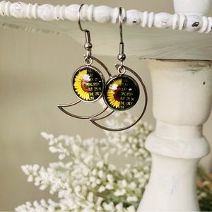 Dreamer Moon & Sunflower Boho Earrings